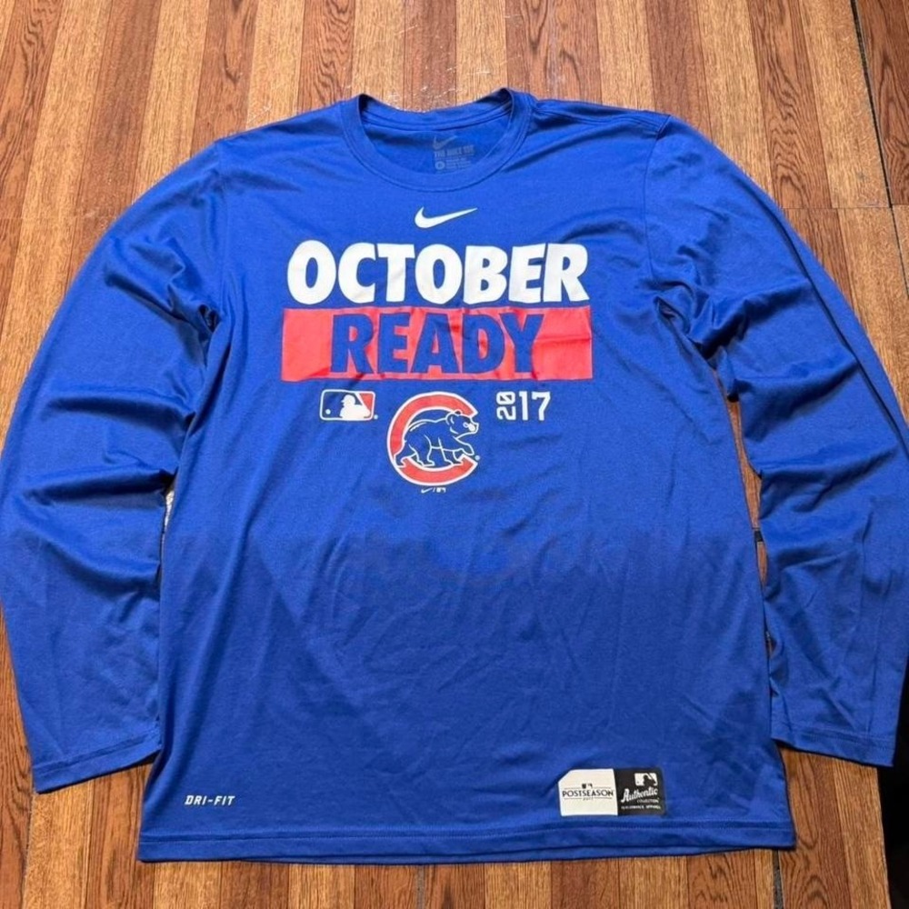 Nike‎ Blue Dri-Fit Tech Chicago Cubs Sportswear Sleeve Shirt Medium